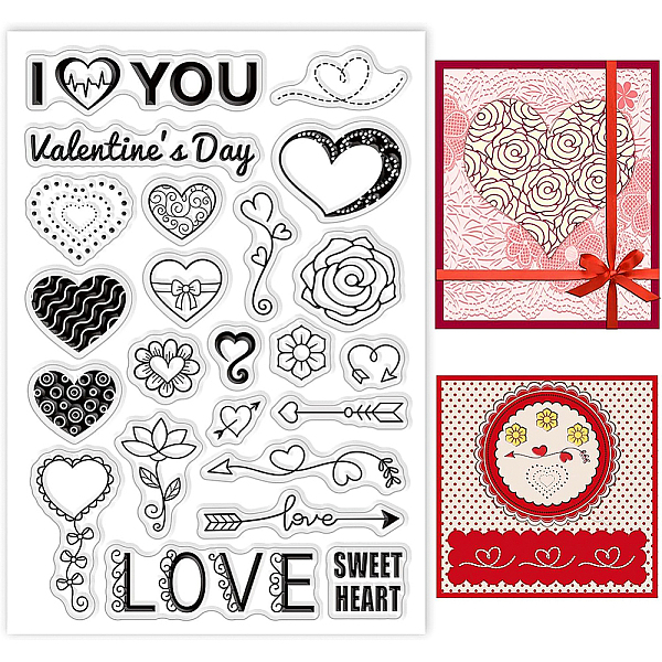 

PandaHall BENECREAT Valentine's Day Theme Clear Stamps, Heart Love Flower Transparent Silicone Stamps for Card Making Decoration and DIY...