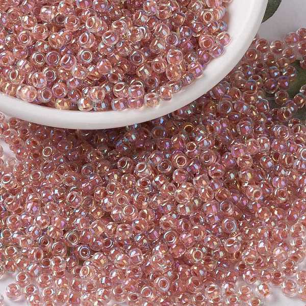 

PandaHall MIYUKI Round Rocailles Beads, Japanese Seed Beads, (RR275) Dark Peach Lined Crystal AB, 8/0, 3mm, Hole: 1mm, about..., Orange