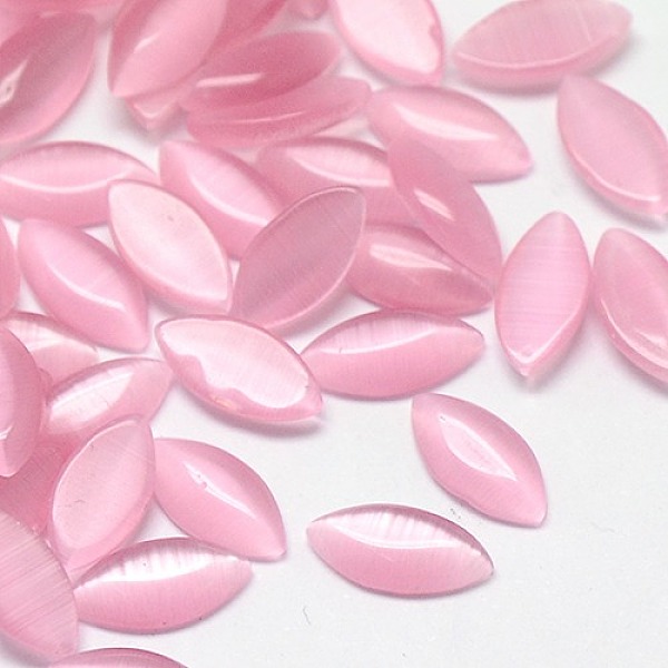 

PandaHall Cat Eye Cabochons, Horse Eye, Pearl Pink, 25x12x3.5mm Glass Horse Eye Pink