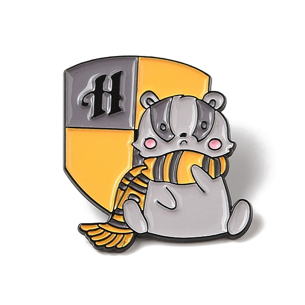 

PandaHall Enamel Pins, Black Alloy Brooches for Backpack Clothes, 29.5x28.5x1.5mm Alloy+Enamel Other Animal Gray