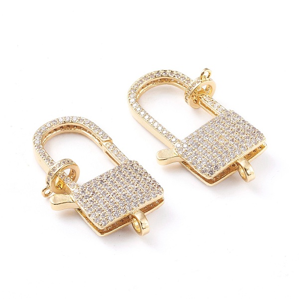 

PandaHall Brass Micro Pave Clear Cubic Zirconia Lobster Claw Clasp, Long-Lasting Plated, Lock, Real 18K Gold Plated, 38x20x7mm, Hole: 3mm...