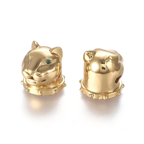 

PandaHall Brass Micro Pave Cubic Zirconia Cougar Beads, Lion Head, Green, Real 18K Gold Plated, 14x14x14mm, Hole: 2.5mm Brass+Cubic Zirconia...