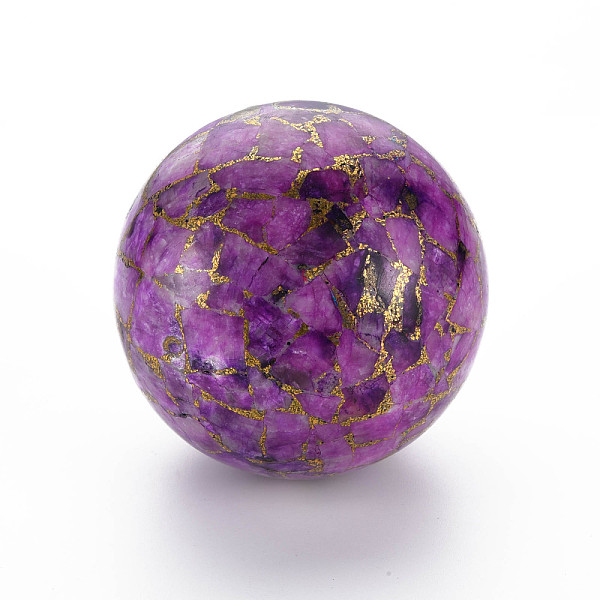 

PandaHall Round Ball Brass Line Regalite/Imperial Jasper/Sea Sediment Jasper Model Ornament, Dyed, for Desk Home Display Decorations, Purple...