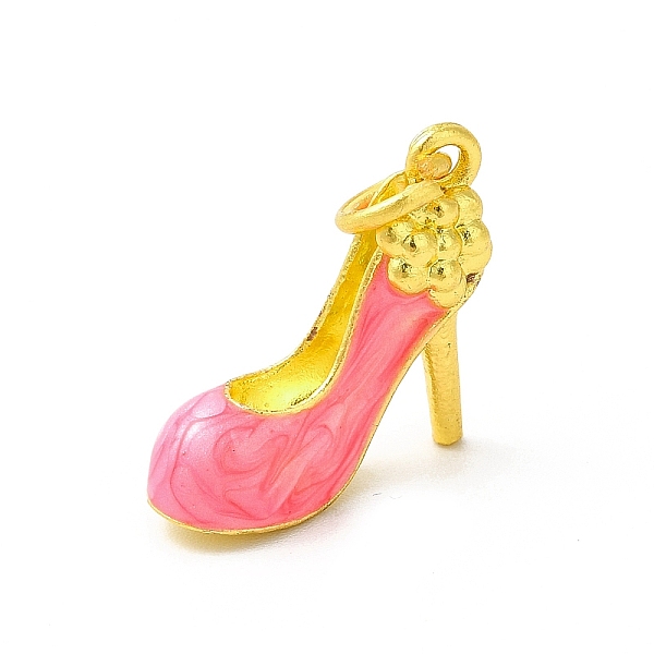

PandaHall Rack Plating Alloy Enamel Pendants with Jump Ring, High-Heeled Shoes Charms, Matte Gold Color, Hot Pink, 16x14.5x6mm, Jump Ring...