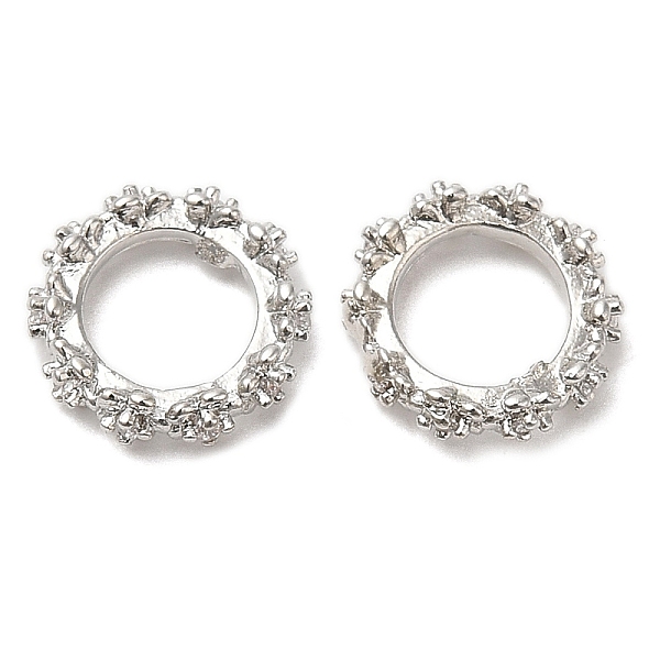 

PandaHall Rack Plating Brass Micro Pave Cubic Zirconia Beads, Long-Lasting Plated, Lead Free & Cadmium Free, Flat Round with Flower..., Clear