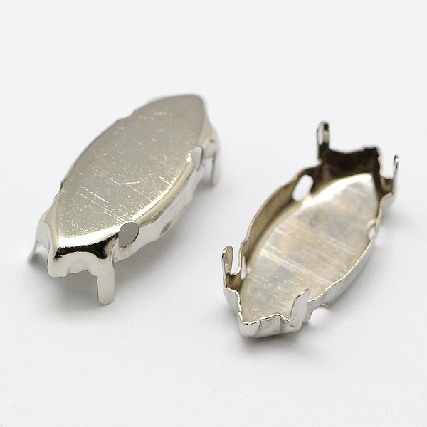 

PandaHall Brass Sew on Prong Settings, Claw Settings for Pointed Back Rhinestone, Horse Eye, Platinum, 15x4x0.23mm, Fit fot 4x15mm horse eye...