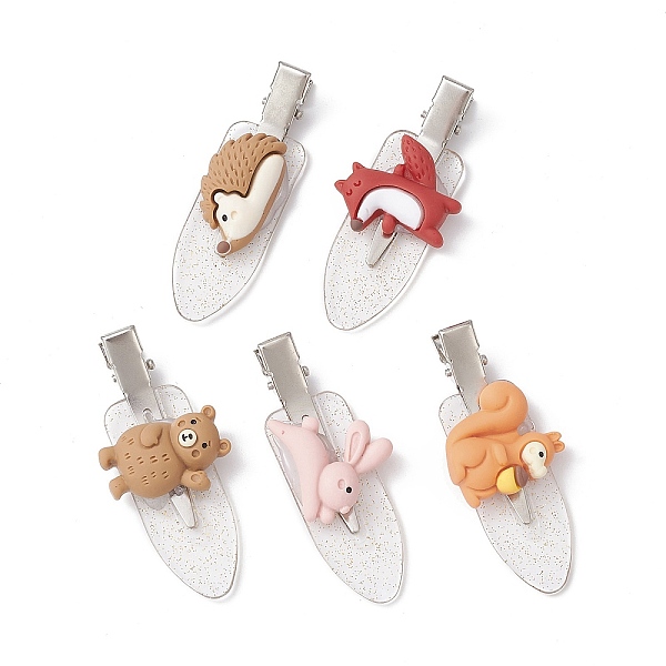 

PandaHall Forest Animal Theme Opaque Resin Alligator Hair Clips, with Glitter Alloy & Plastic Clip, for Girls, Mixed Shapes..., Multicolor