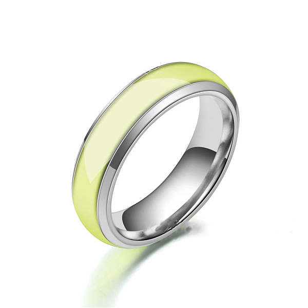 

PandaHall Luminous 304 Stainless Steel Flat Plain Band Finger Ring, Glow In The Dark Jewelry for Men Women, Yellow, US Size 11(20.6mm) 304...