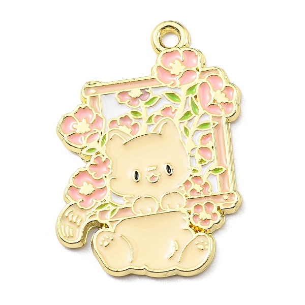 

PandaHall Zinc Alloy Enamel Pendants, Light Gold, Cat Charm, Flower, 29x20x1.5mm, Hole: 1.6mm Alloy+Enamel Flower Multicolor