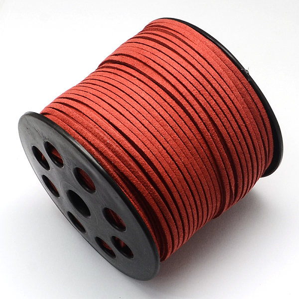 

PandaHall Faux Suede Cord, Faux Suede Lace, FireBrick, 2.7x1.4mm, about 98.42 yards(90m)/roll Faux Suede Red