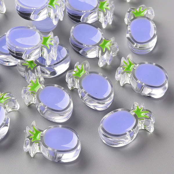 

PandaHall Transparent Enamel Acrylic Beads, Pineapple, Lilac, 25x15x9mm, Hole: 3.5mm Acrylic Fruit Purple