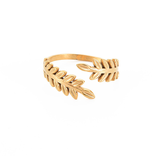 

PandaHall Ion Plating(IP) 304 Stainless Steel Leaf Open Cuff Ring for Women, Nickel Free, Real 18K Gold Plated, US Size 7 1/4(17.5mm) 304...
