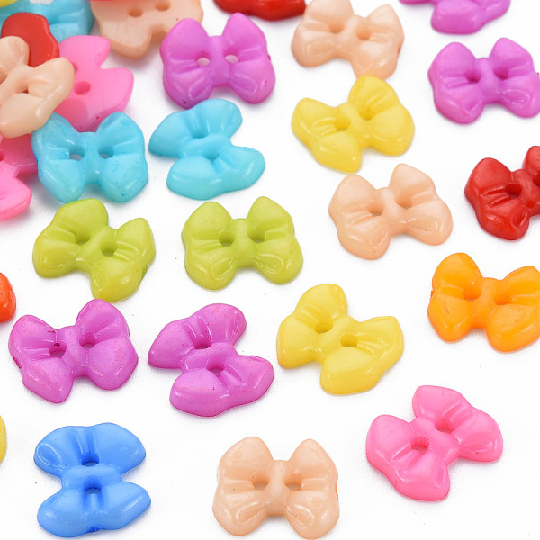 

PandaHall 2-Hole Plastic Buttons, Bowknot, Mixed Color, 13x15x3mm, Hole: 2mm Plastic Bowknot Multicolor