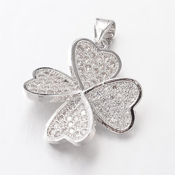 

PandaHall Brass Micro Pave Cubic Zirconia Pendants, Clover, Lead Free & Nickel Free, Platinum, 20x19x4mm, Hole: 4x3mm Brass+Cubic Zirconia...