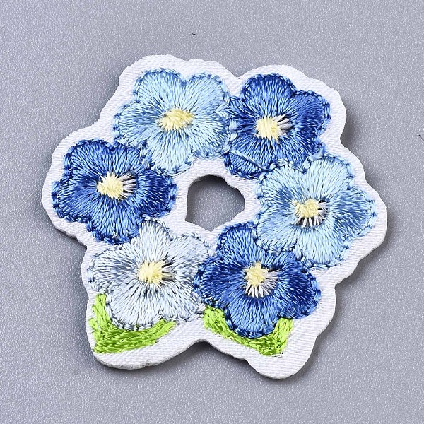 

PandaHall Flower Appliques, Computerized Embroidery Cloth Iron on/Sew on Patches, Costume Accessories, Steel Blue, 32.5x32.5x1.5mm Cloth...