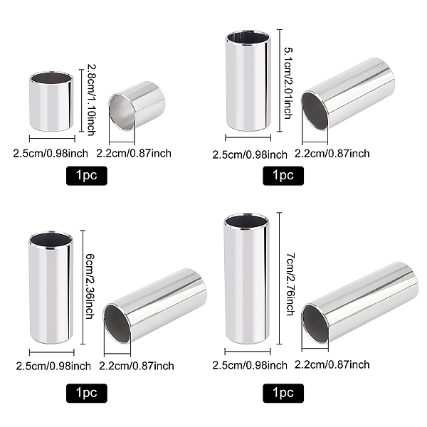 

PandaHall 304 Stainless Steel Fingerstalls Set, Guitar Accessories, Column, Stainless Steel Color, 28~70x25mm, Hole: 22mm, 4pcs/set...