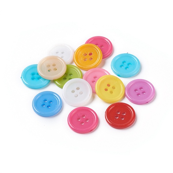

PandaHall Acrylic Sewing Buttons, Plastic Buttons for Costume Design, 4-Hole, Dyed, Flat Round, Mixed Color, 17x2mm, Hole: 1mm Acrylic Flat..., Multicolor