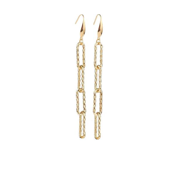 Brass Paperclip Chain Dangle Earrings