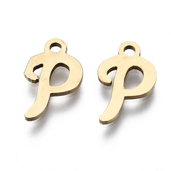 

PandaHall 201 Stainless Steel Charms, Laser Cut, Alphabet, Golden, Letter.P, 12.5x8x1mm, Hole: 1.4mm Stainless Steel Letter P