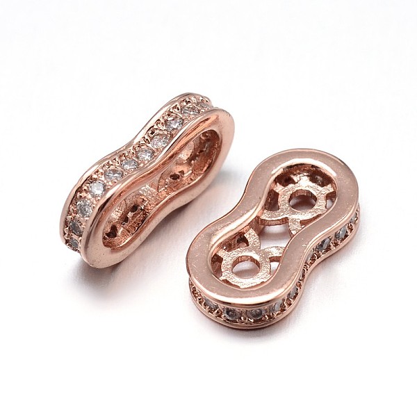 

PandaHall Brass Micro Pave Cubic Zirconia Spacer Bars, Lead Free & Cadmium Free & Nickel Free, Clear, Real Rose Gold Plated, 13x7x2.5mm...