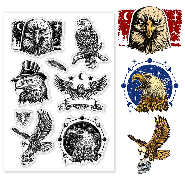 

PandaHall PH Eagle Transparent Stamp, PVC Plastic Clear Rubber Stamps Animal Stamps Greeting Card Stamps Seal Stamps for DIY Scrapbooking...
