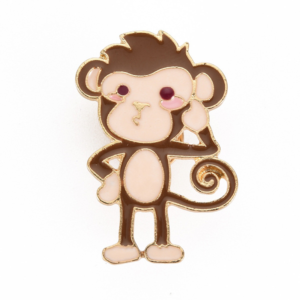 

PandaHall Alloy Enamel Brooches, Enamel Pins, with Brass Butterfly Clutches, Monkey, Cadmium Free & Nickel Free & Lead Free, Light Gold..., Brown