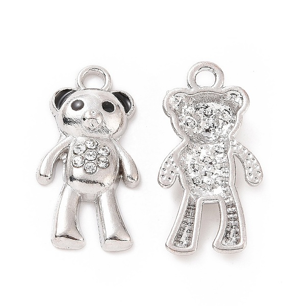 

PandaHall Alloy Enamel Pendants, with Rhinestone, Bear Charm, Platinum, 24x12.5x3.5mm, Hole: 2mm Alloy Rhinestone+Enamel Bear Black
