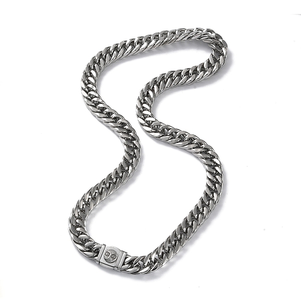 

PandaHall 304 Stainless Steel Cuban Link Chain Necklaces with Skull Clasps, Stainless Steel Color, 23.98 inch(60.9cm) 304 Stainless Steel