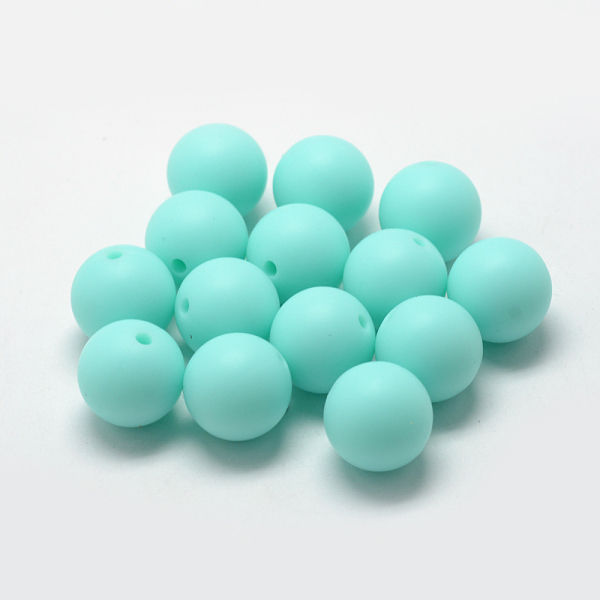 

PandaHall Food Grade Eco-Friendly Silicone Beads, Round, Cyan, 8~10mm, Hole: 1~2mm Silicone Round Cyan