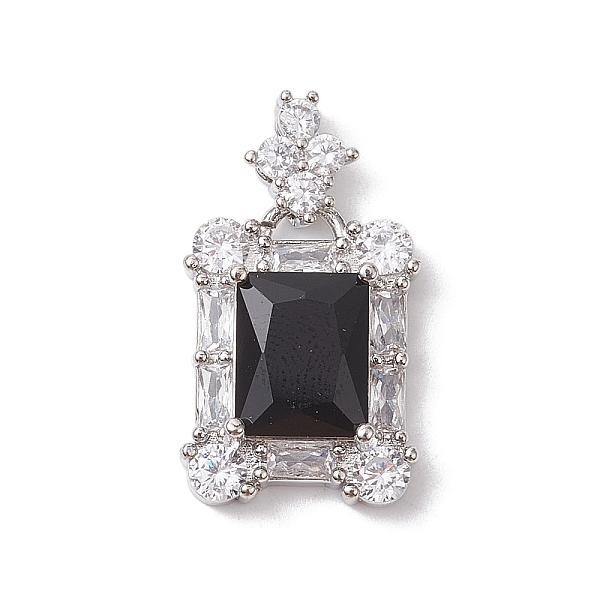 

PandaHall Brass Micro Pave Cubic Zirconia Pendants, wiht Glass, Rectangle, Black, 25mm, Hole: 4x1mm Brass+Cubic Zirconia Rectangle Black