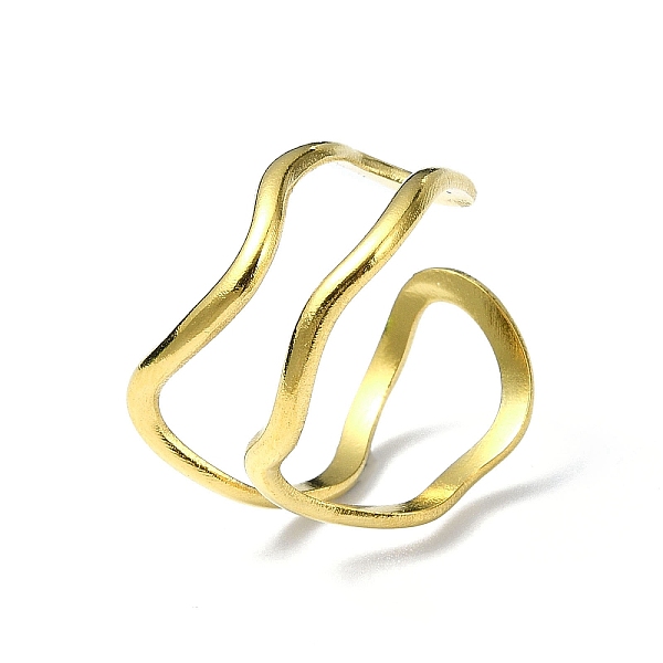

PandaHall Ion Plating(IP) 304 Stainless Steel Open Cuff Ring, Twist Wave, Real 18K Gold Plated, Inner Diameter: 19mm 304 Stainless Steel...