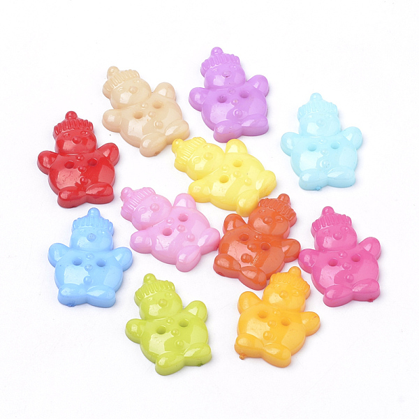 

PandaHall 2-Hole Acrylic Buttons, Snowman, Mixed Color, 24x18x5mm, Hole: 1.5~2mm Acrylic Human Multicolor