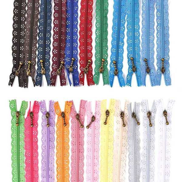 

PandaHall Garment Accessories, Nylon Lace Zipper, Zip-fastener Components, Mixed Color, 54x2.4cm Nylon Multicolor