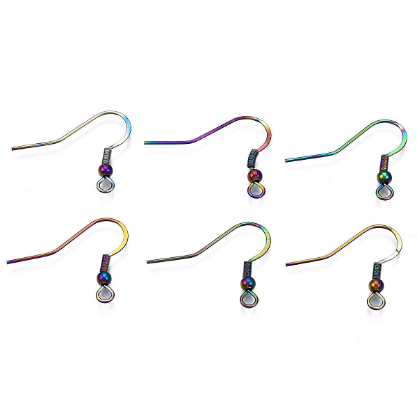 

PandaHall Ion Plating(IP) 304 Stainless Steel French Earring Hooks, Flat Earring Hooks, Ear Wire, with Beads and Horizontal Loop, Rainbow...