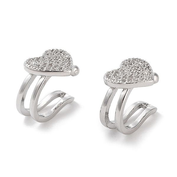 

PandaHall Heart Brass Micro Pave Cubic Zirconia Cuff Earrings for Women, Long-Lasting Plated, Cadmium Free & Lead Free, Platinum..., Clear