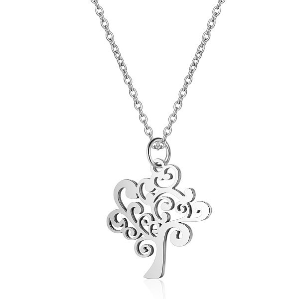 

PandaHall 201 Stainless Steel Pendants Necklaces, with Cable Chains, Tree of Life, Stainless Steel Color, 16.3 inch(40cm), 1mm 201 Stainless...