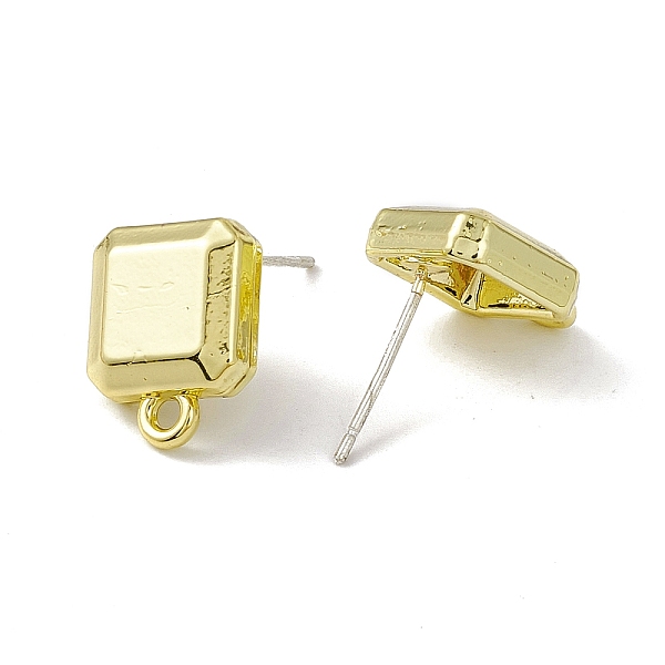 

PandaHall Rack Plating Alloy Stud Earring Findings, with 925 Sterling Silver Pins and Horizontal Loops, Cadmium Free & Lead Free, Square...