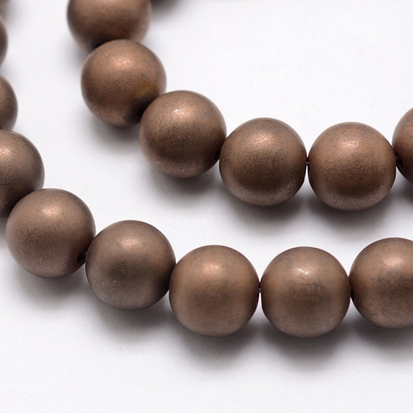

PandaHall Electroplate Non-magnetic Synthetic Hematite Beads Strands, Matte Style, Round, Copper Plated, 6mm, Hole: 1mm, about 70pcs/strand...