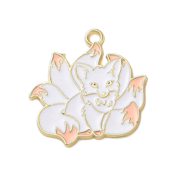 

PandaHall Alloy Enamel Pendants, Golden, Nine-tailed Fox Charm, PeachPuff, 28x27x1.2mm, Hole: 1.5mm Alloy+Enamel Fox Brown