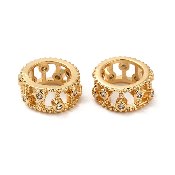

PandaHall Rack Plating Brass Cubic Zirconia Beads, Long-Lasting Plated, Lead Free & Cadmium Free, Hollow Column, Real 18K Gold Plated..., Clear