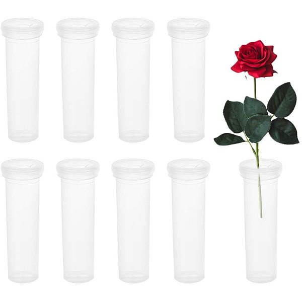 

PandaHall Plastic Flower Root Tube, for Garden Office and Balcony Decoration, Clear, 10.7x3.2cm Plastic Clear