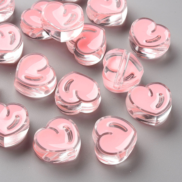 

PandaHall Transparent Enamel Acrylic Beads, Heart, Misty Rose, 20x21.5x9mm, Hole: 3.5mm Acrylic Heart