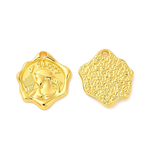 

PandaHall Rack Plating Alloy Pendants, Cadmium Free & Lead Free, Flower Charms with Man pattern, Golden, 20x18x2.5mm, Hole: 1.8mm Alloy...