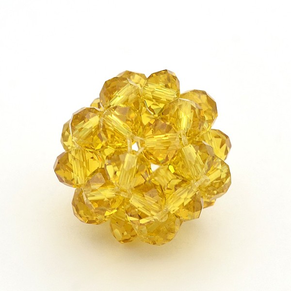 

PandaHall Transparent Glass Crystal Round Woven Beads, Cluster Beads, Gold, 27mm, Beads: 8mm Glass Round Gold