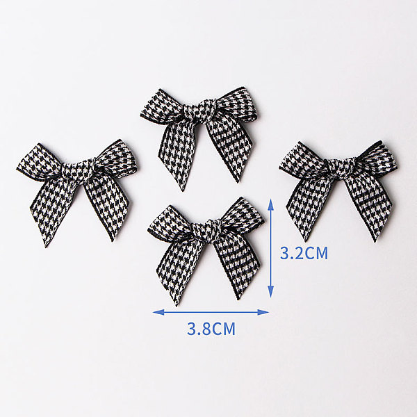 

PandaHall Handmade Woven Costume Accessories, Tartan Pattern Polyester Ribbon Bowknot, Black, 30~32x35~38x5~6mm Polyester Bowknot Black