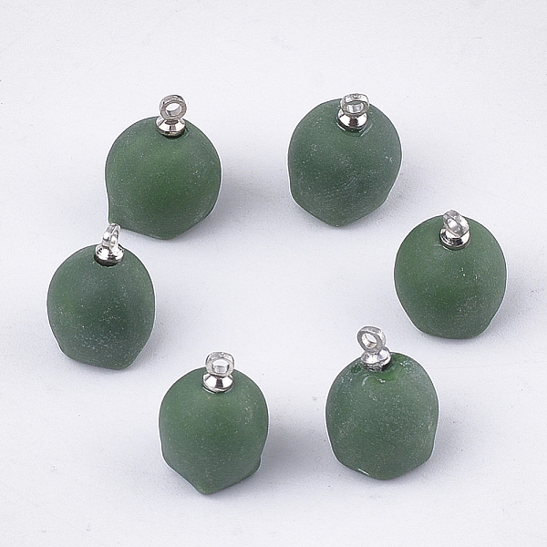 

PandaHall Handmade Porcelain Charms, Frost, with Brass Findings, Platinum, Green, 14~15x10~11mm, Hole: 1.5mm Porcelain Round Green