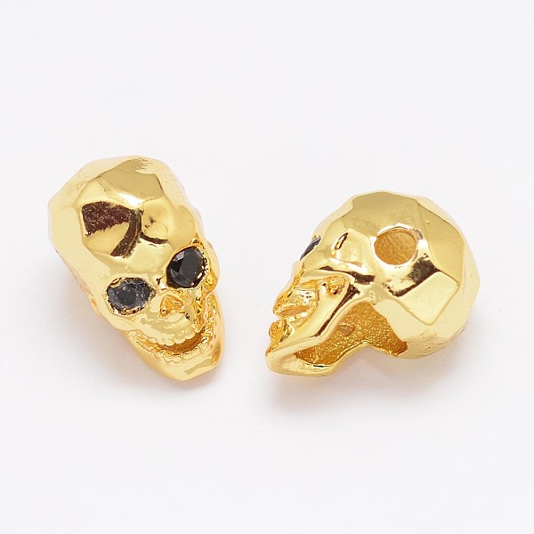 

PandaHall Eco-Friendly Brass Micro Pave Cubic Zirconia Beads, Skull, Lead Free & Nickel Free & Cadmium Free, Real 18K Gold Plated..., Black