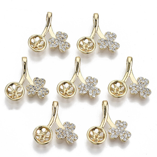 

PandaHall Brass Micro Pave Clear Cubic Zirconia Peg Bails Pendants, for Half Drilled Bead, Nickel Free, Flower, Real 18K Gold Plated, Clear...