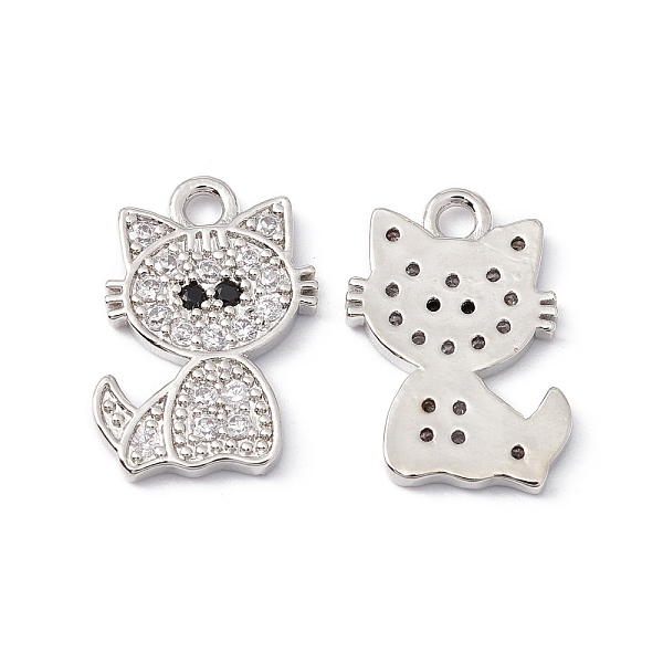 

PandaHall Brass Micro Pave Cubic Zirconia Pendants, Cadmium Free & Lead Free, Clear, Cat, Platinum, 17x11x1.5mm, Hole: 1.8mm Brass+Cubic...