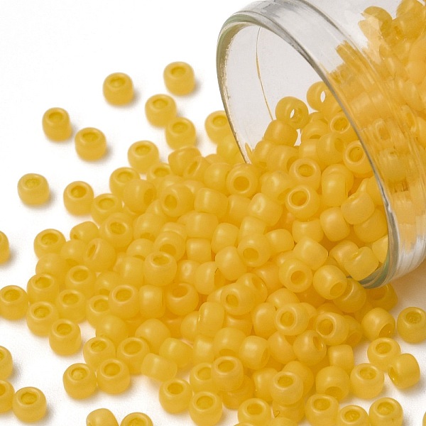 

PandaHall TOHO Round Seed Beads, Japanese Seed Beads, Frosted, (148F) Ceylon Frost Peach Cobbler, 8/0, 3mm, Hole: 1mm, about 222pcs/bottle..., Gold